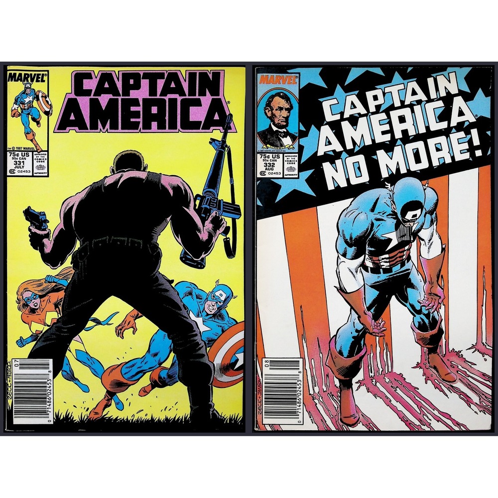 Captain America 2X Comic Lot #331 332 Newsstand Rogers Resigns Marvel